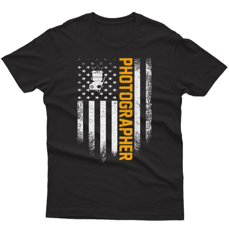 Vintage Usa Photographer American Flag Photography Patriotic T-shirt