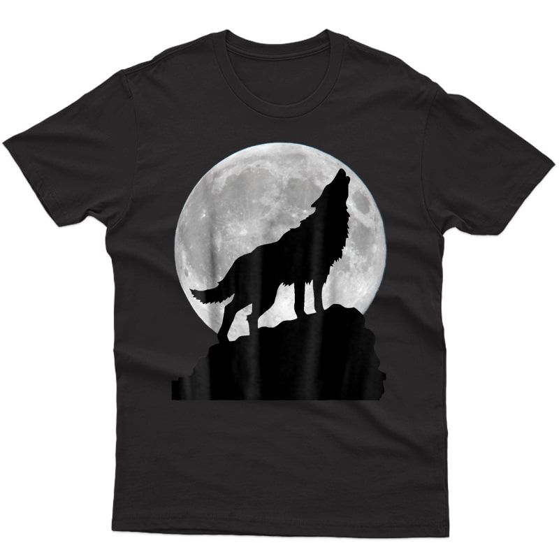 Wolf In Moon Light T Shirt - Cool Full Dog Pup Howling Tee