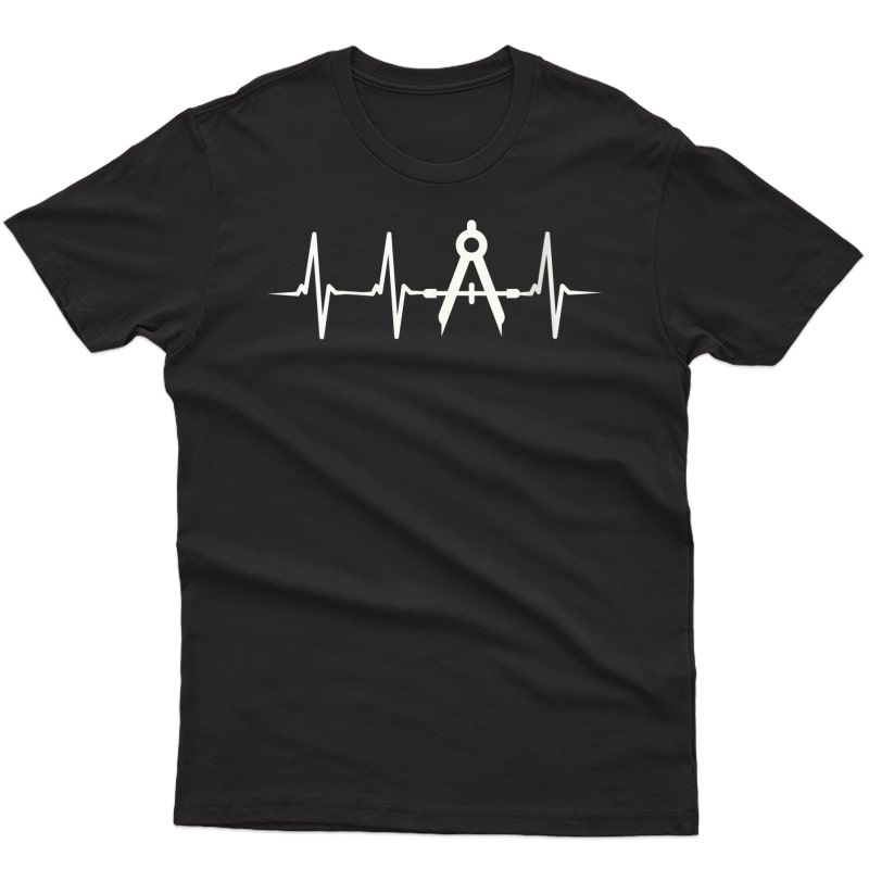 Architect Gift Ekg Shirt Pulse Line Architecture Heartbeat T-shirt