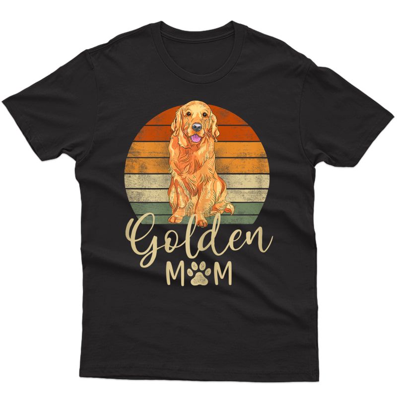  Golden Mom Retro Sunset Golden Retriever Lover Gift Dog Mama T-shirt
