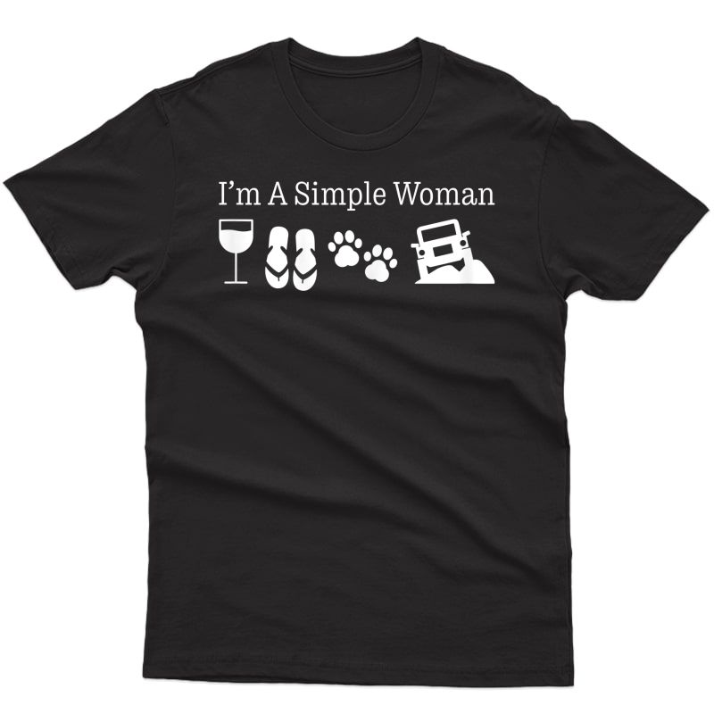  I'm A Simple Woman: Love Wine Flip Flops Dog 4x4 T-shirt