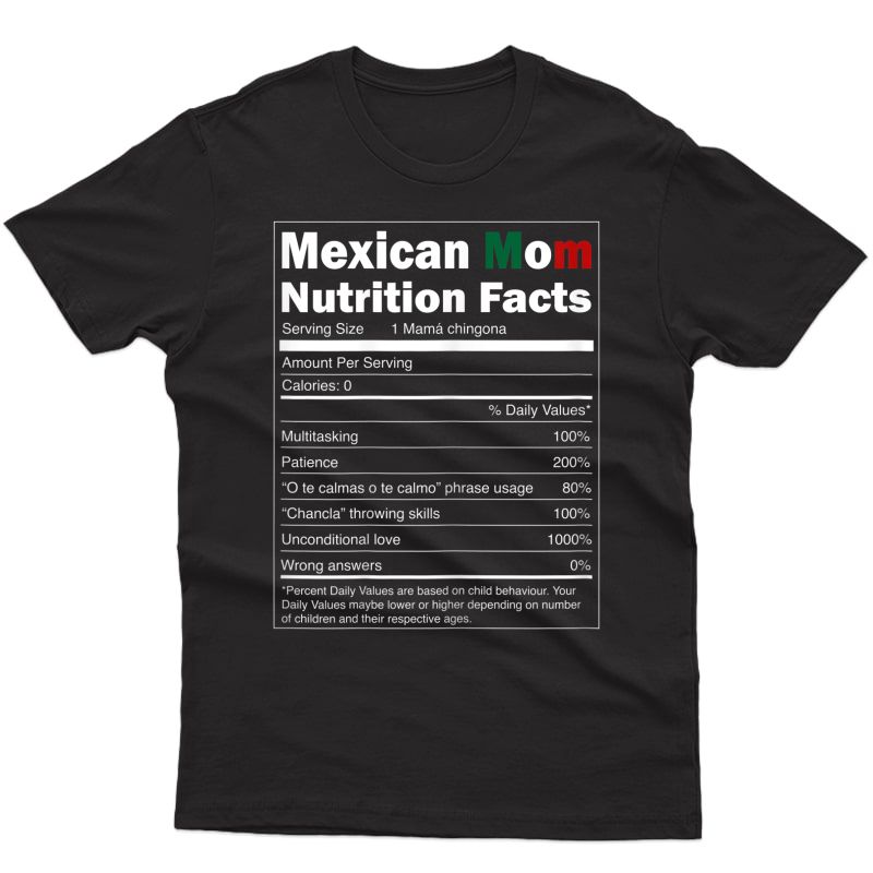  Regalo Para Mama - Nutrition Facts Funny Mexican Mom Shirt